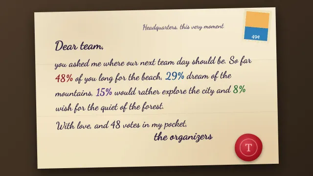 The same poll as a slide made from the prompt “Write it as a handwritten letter on old paper”